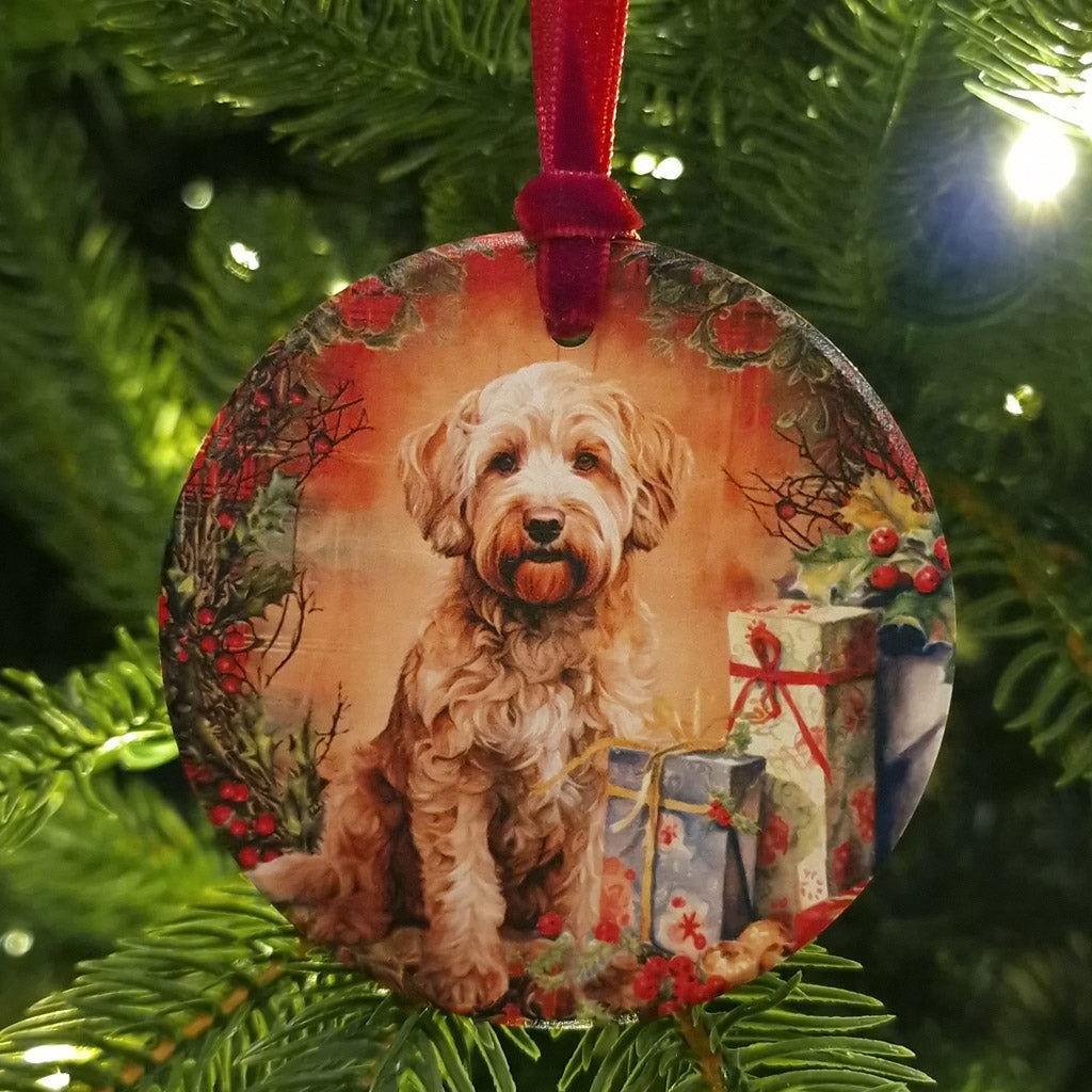 CHRISTMAS DOGS HANGING CERAMIC DECORATION