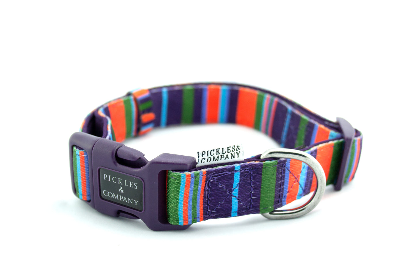 'PURPLE STRIPES' Printed webbing and soft Neoprene Collar
