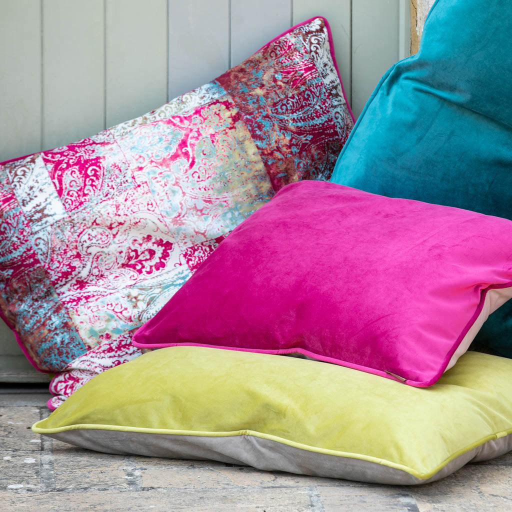 DOG BEDS - VELVET MULTI & PINK