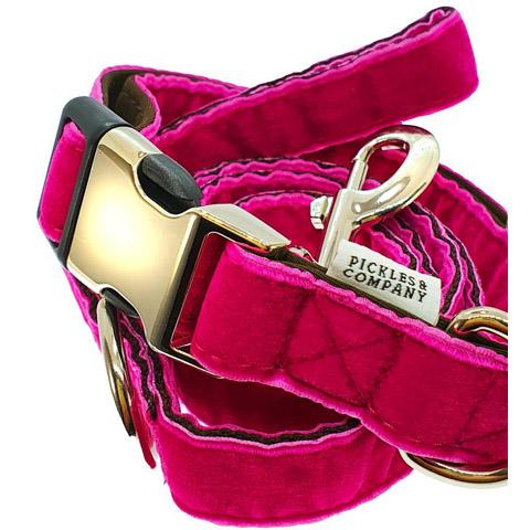 dog lead velvet pink