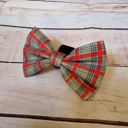 Red and Moss Tartan Collar Bow