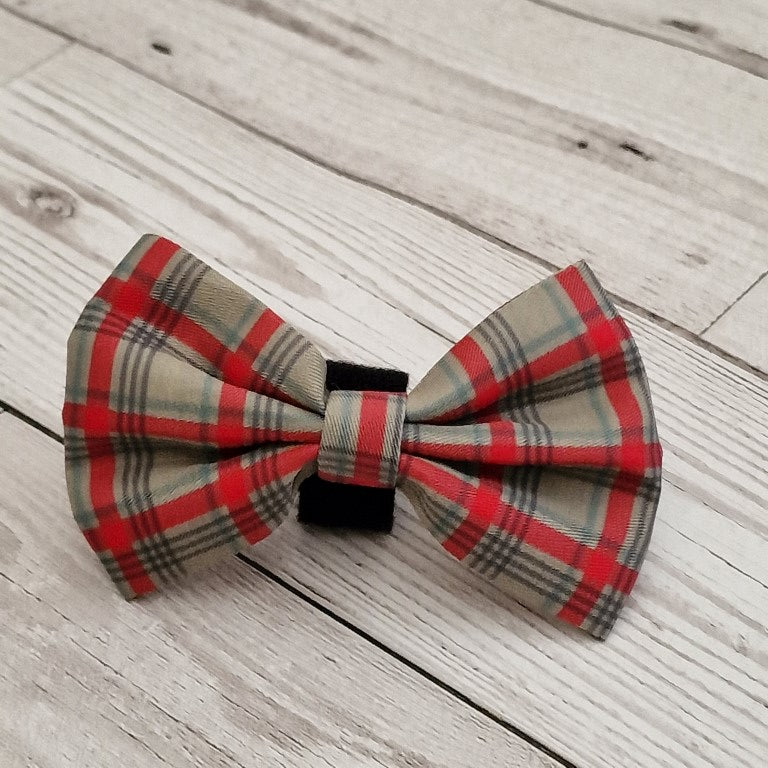 Red and Moss Tartan Collar Bow