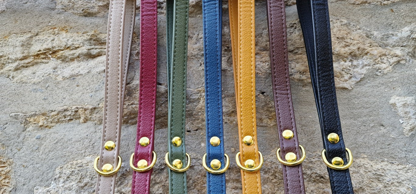 Vegan grain Leather Dog Lead
