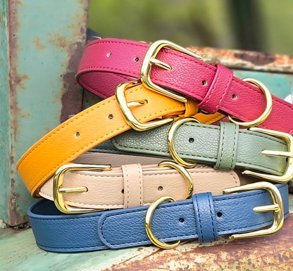 Vegan grain Leather Dog Collar