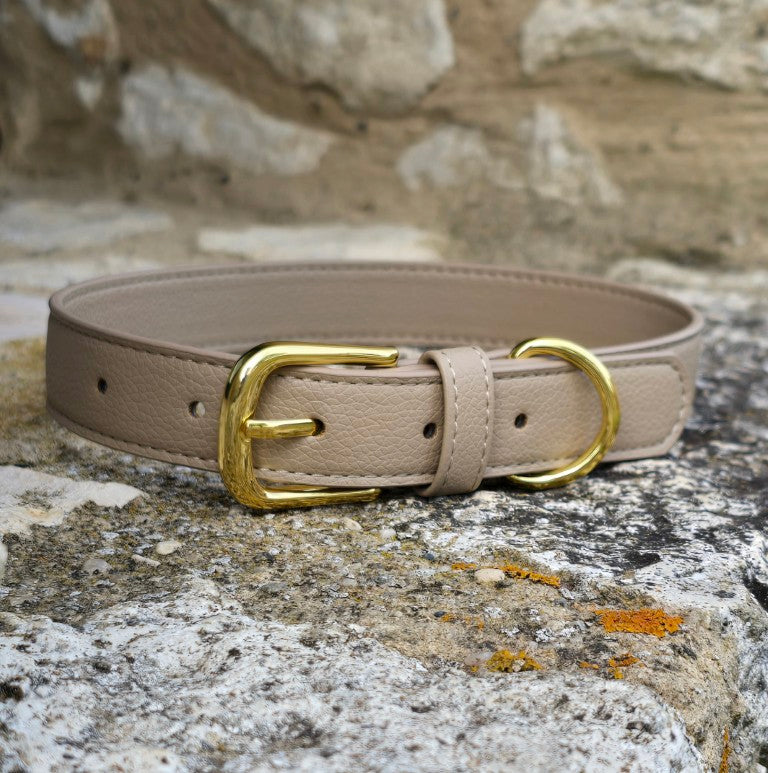 Vegan grain Leather Dog Collar