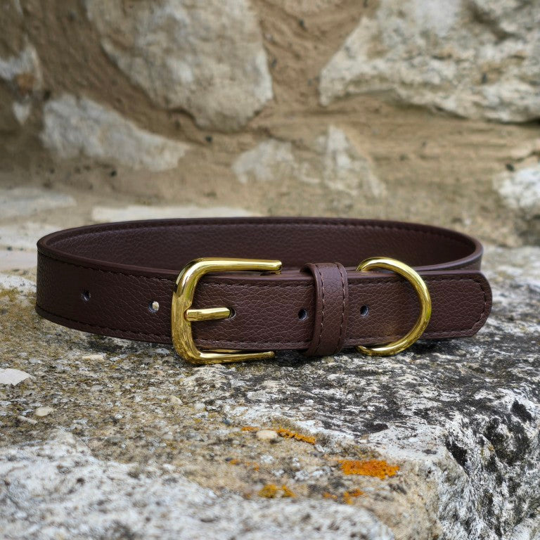 Vegan grain Leather Dog Collar