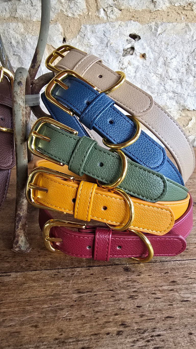 Vegan grain Leather Dog Collar