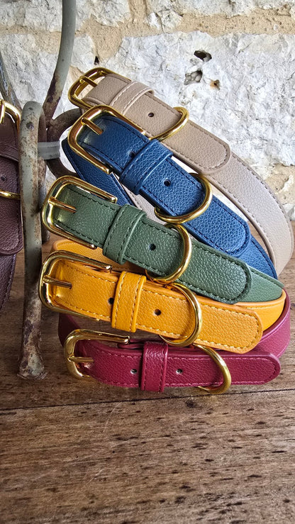 Vegan grain Leather Dog Collar