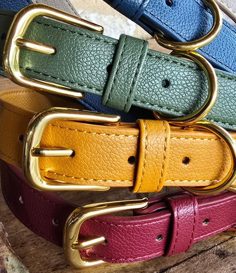 Vegan grain Leather Dog Collar