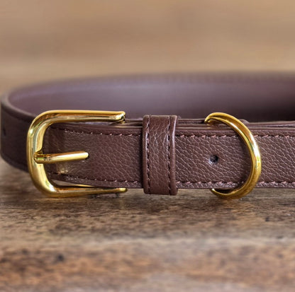 Vegan grain Leather Dog Collar
