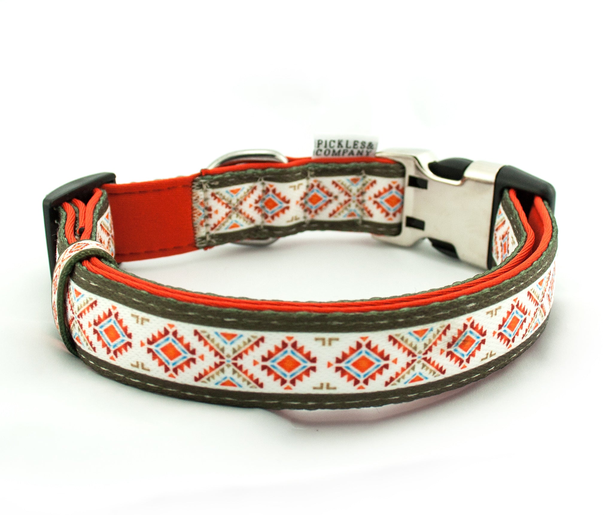 NAVAJO Printed Webbing and soft Neoprene Dog Collar Pickles