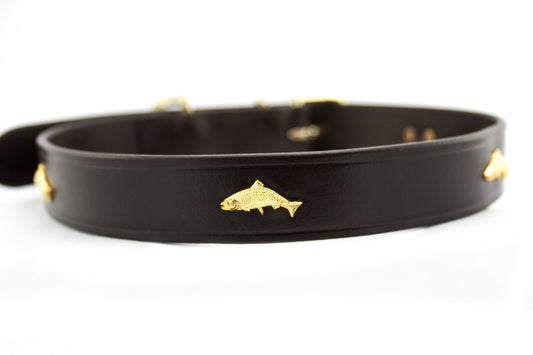 salmon leather dog collar