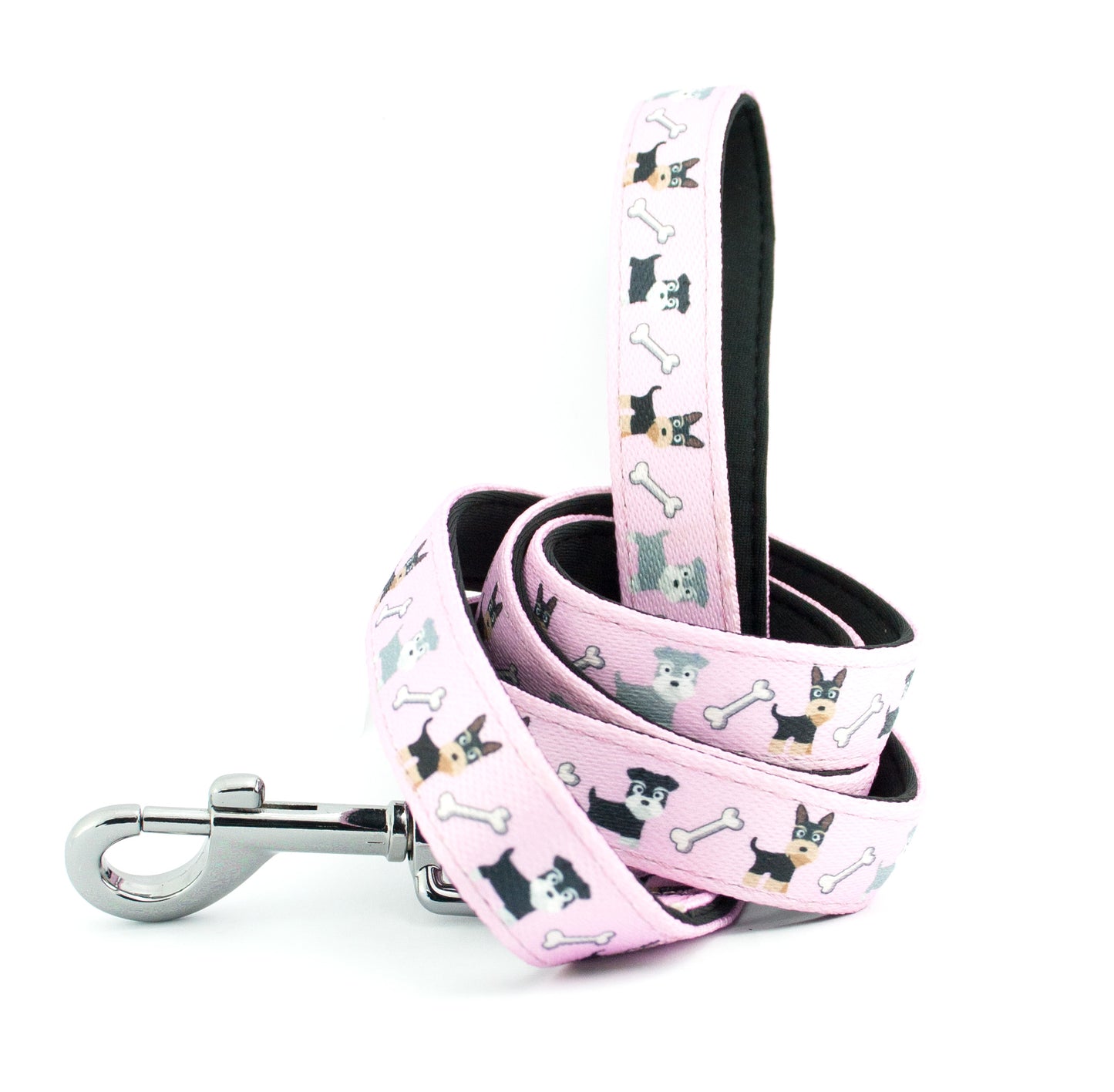 'Pink Doggies' Printed Webbing and soft Neoprene Dog Lead