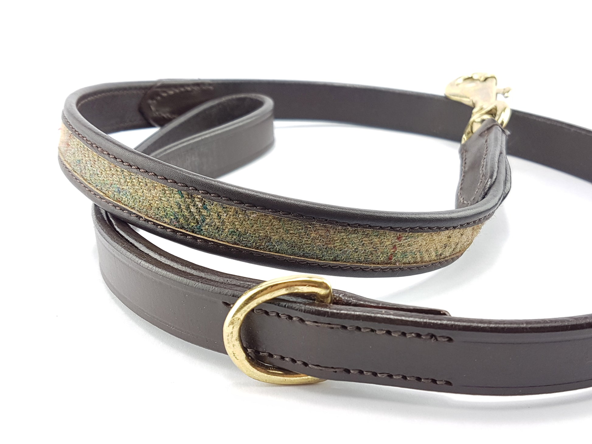 tweed and leather dog lead