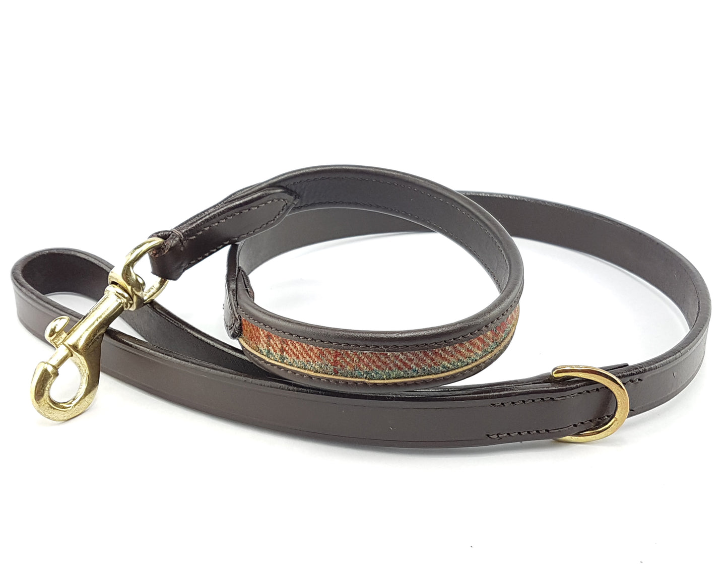 tweed and leather dog lead