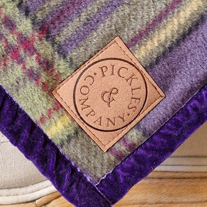 Purple Tartan Polar fleece  Dog  Blanket