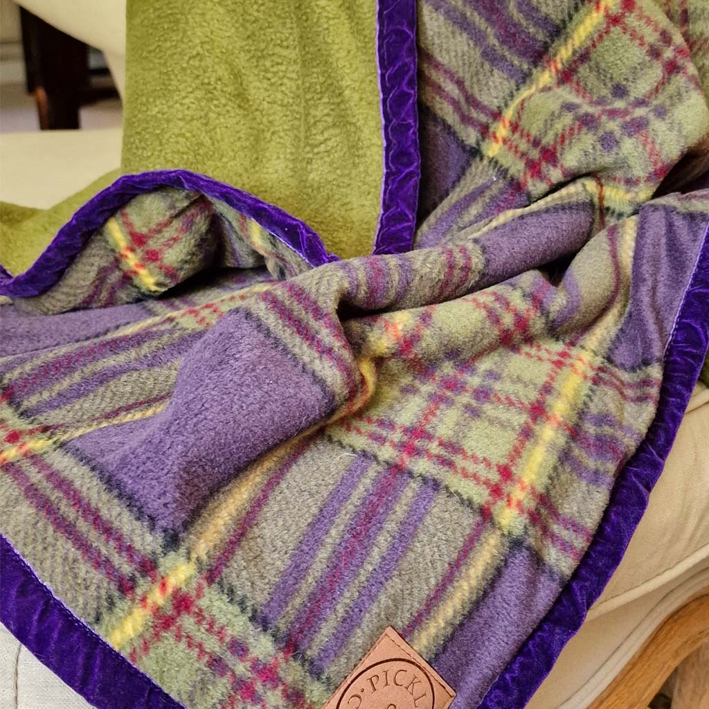 Purple Tartan Polar fleece  Dog  Blanket