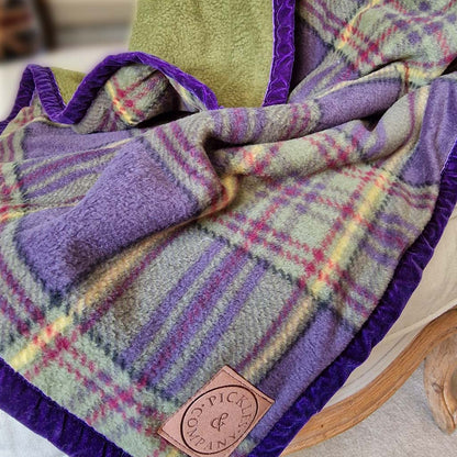 Purple Tartan Polar fleece  Dog  Blanket