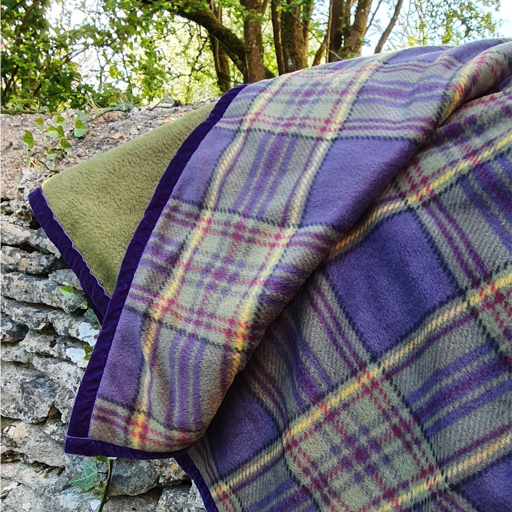 Purple Tartan Polar fleece  Dog  Blanket