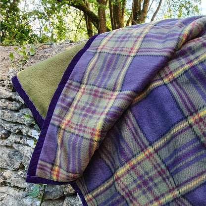 Purple Tartan Polar fleece  Dog  Blanket