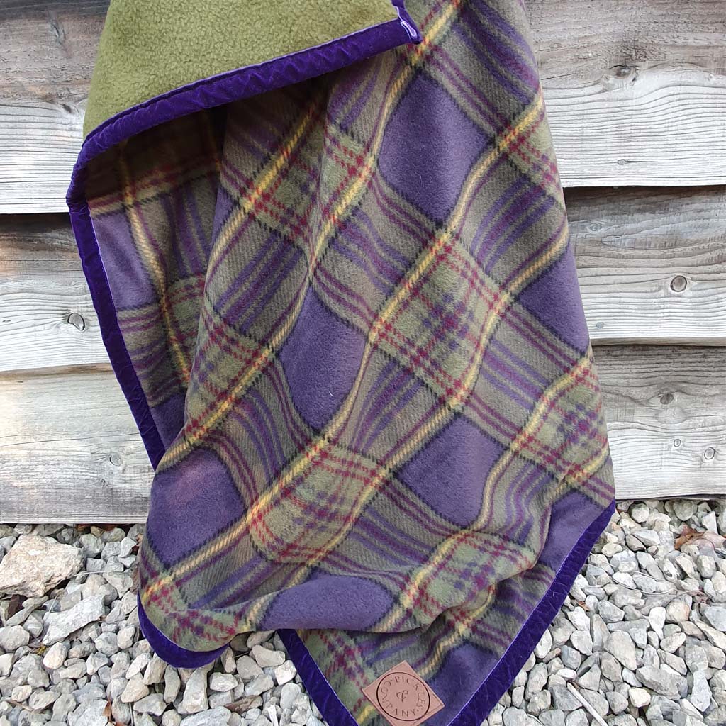 Purple Tartan Polar fleece  Dog  Blanket