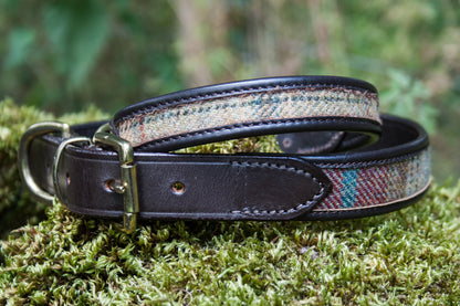 tweed and leather dog collar