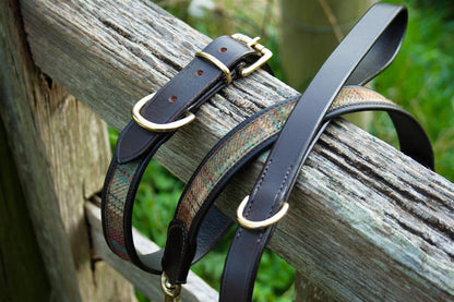 tweed and leather dog collar